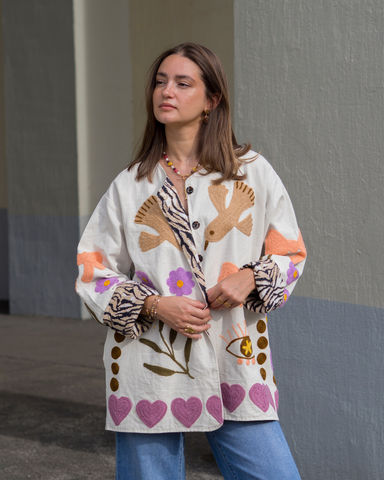 Handbestickte Oversized-Jacke MABEL