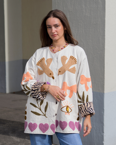 Handbestickte Oversized-Jacke MABEL