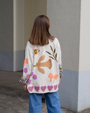 Handbestickte Oversized-Jacke MABEL