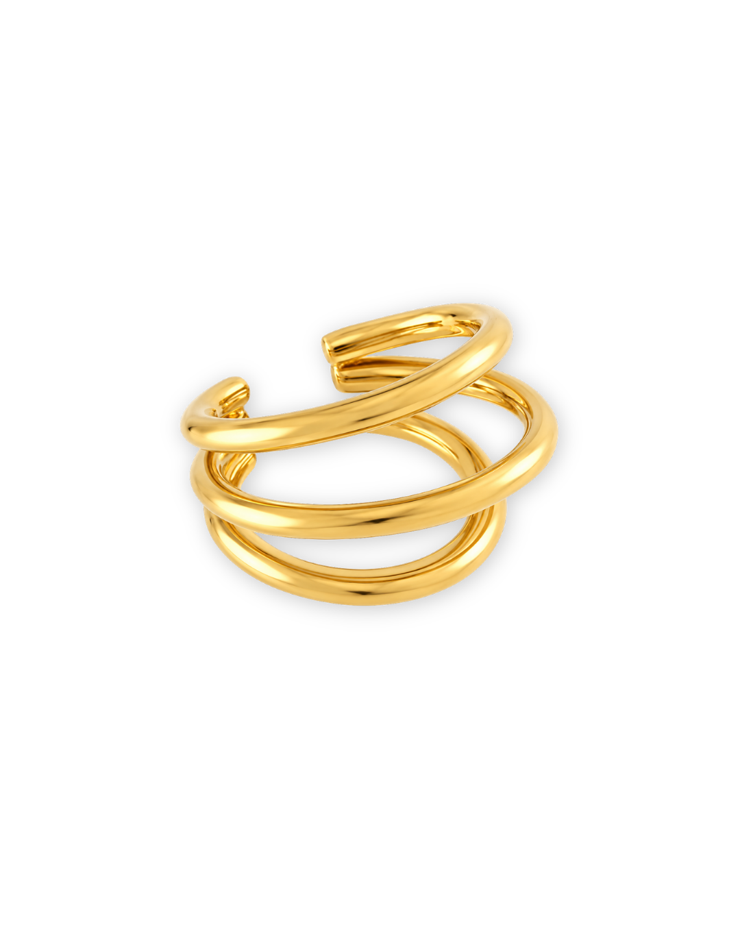 Goldener Ear Cuff JUNA mit dreireihigem Design – Ohrklemme ohne Ohrloch von eunoia