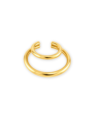 Goldener Ear Cuff NOLA mit doppelreihigem Creolen-Design – Ohrklemme ohne Ohrloch von eunoia