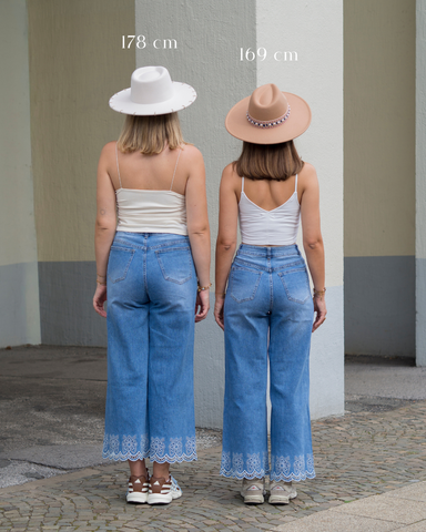Wide Leg Jeans mit Efeu Stickerei DAISY