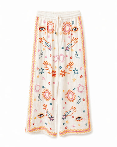 Bestickte Musselin-Hose COSIMA