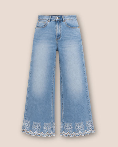 Wide Leg Jeans mit Efeu Stickerei DAISY