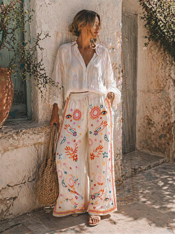 Bestickte Musselin-Hose COSIMA